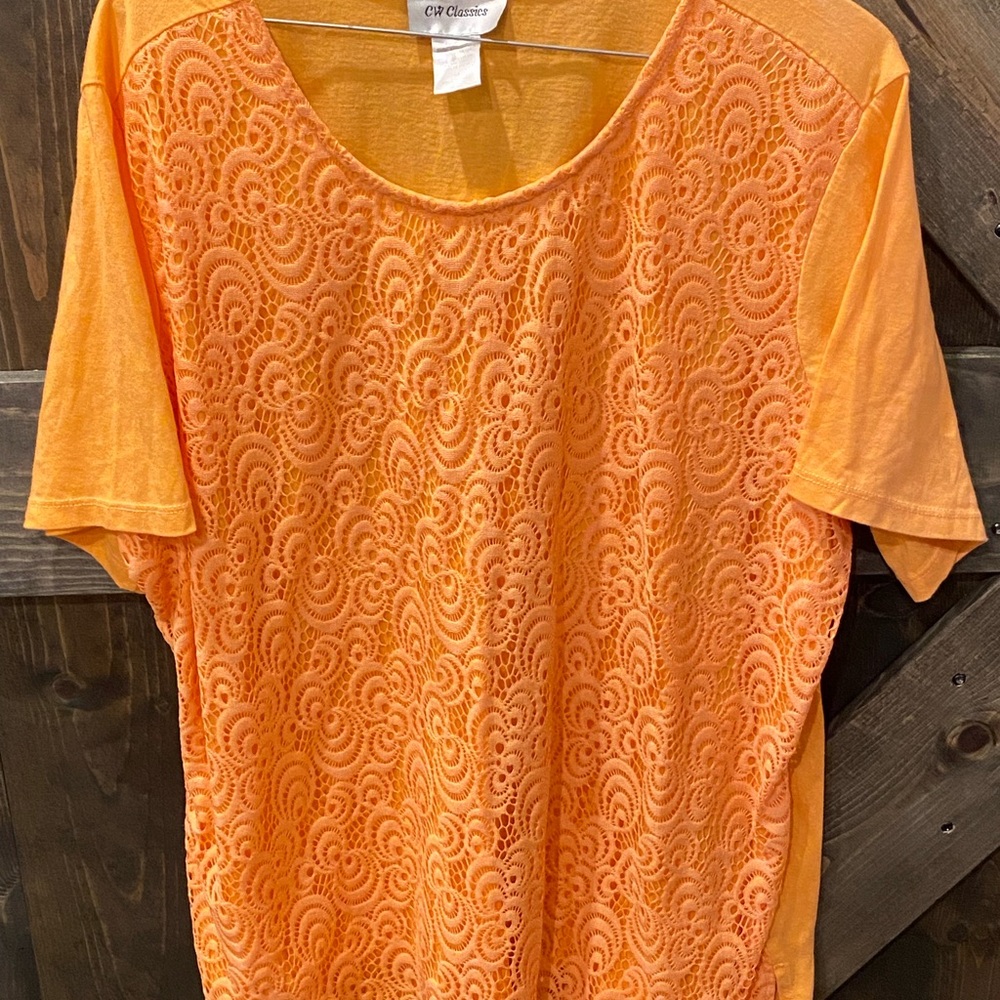 CW Classics Orange Lace Women's Blouse
